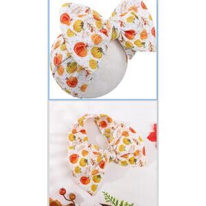 Pumpkin Printed Baby Headbands - Wide Stretch Bows
